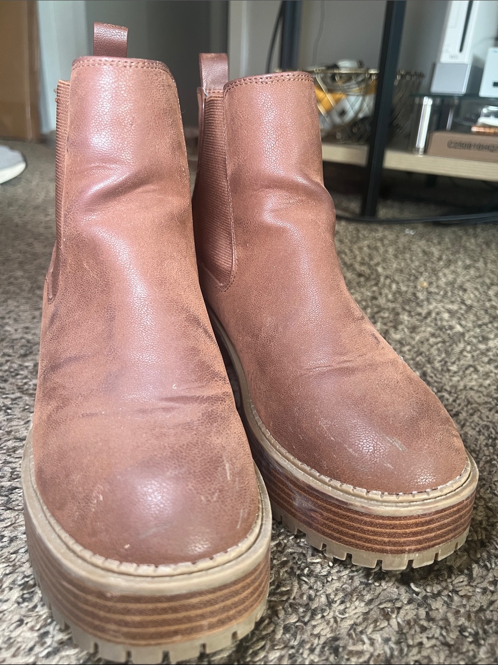 MIA Chestnut Brown Platform Chelsea Booties